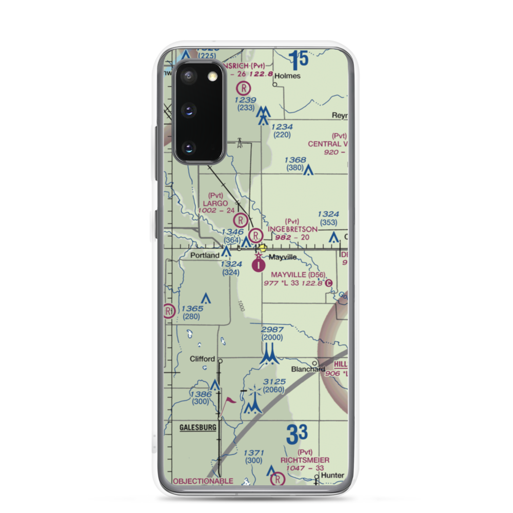Mayville Municipal Airport (D56) VFR Sectional Samsung Case Samsung Galaxy S20 model shown