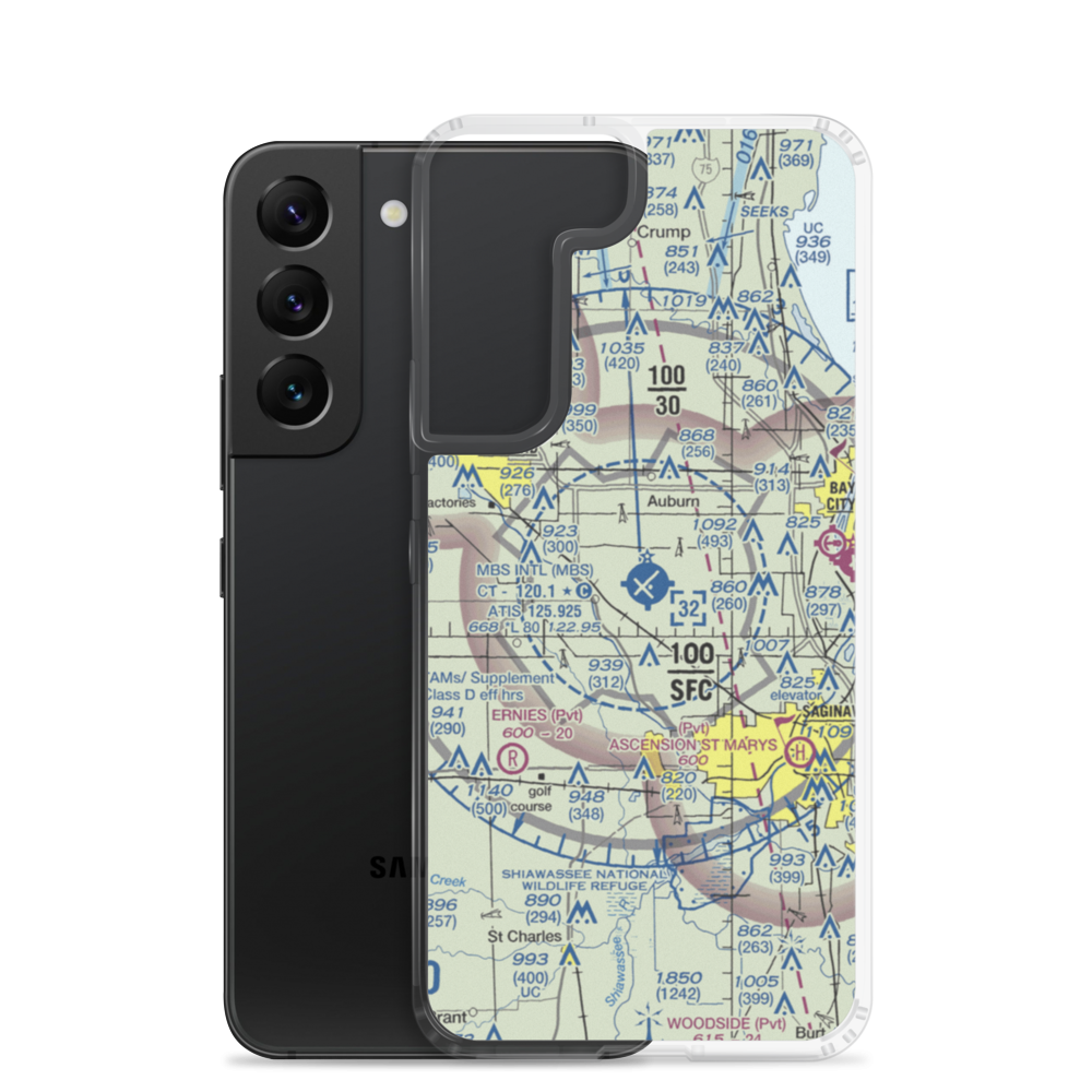 MBS International Airport (MBS) VFR Sectional Samsung Case Samsung Galaxy S22 model shown