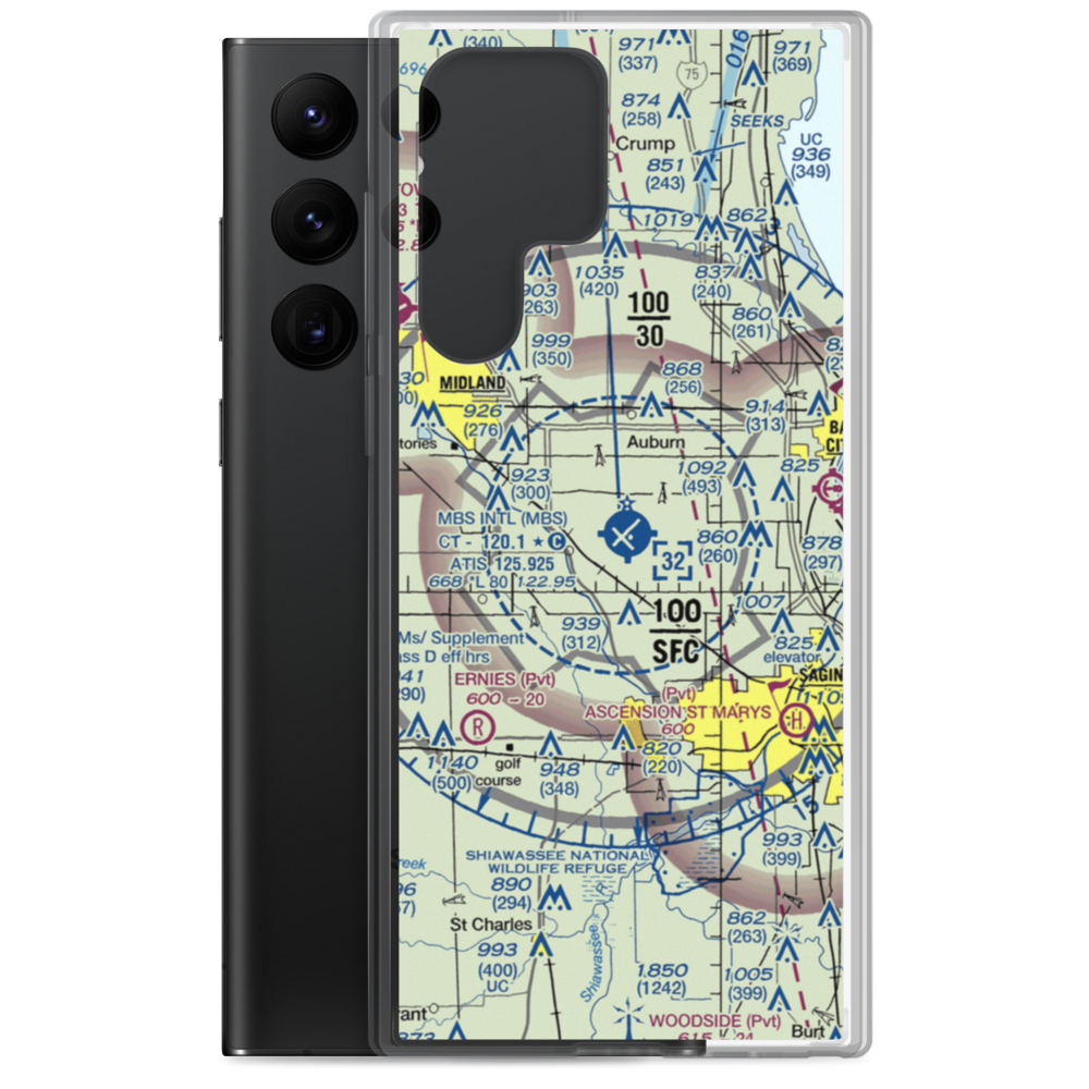 MBS International Airport (MBS) VFR Sectional Samsung Case Samsung Galaxy S22 Ultra model shown