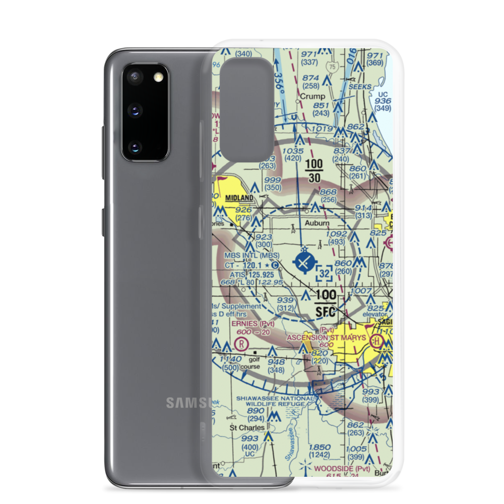 MBS International Airport (MBS) VFR Sectional Samsung Case Samsung Galaxy S20 model shown