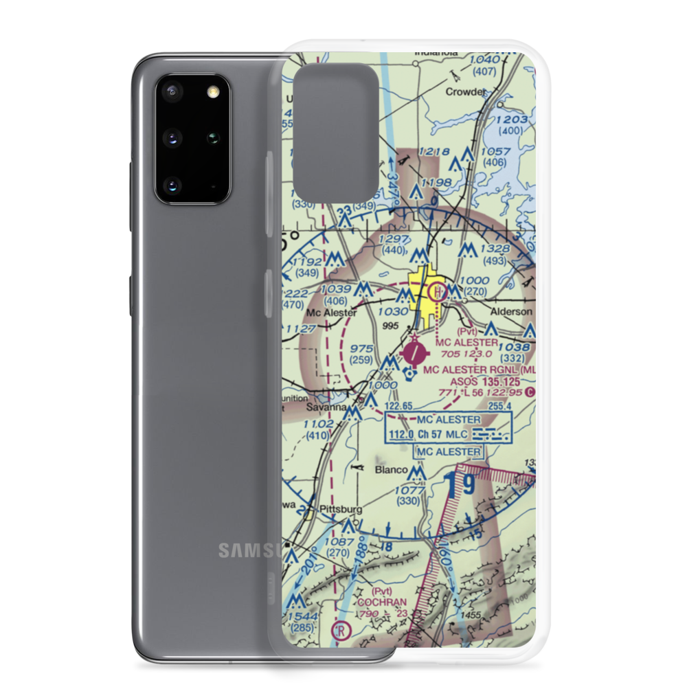 Mc Alester Regional Airport (MLC) VFR Sectional Samsung Case Samsung Galaxy S20 Plus model shown