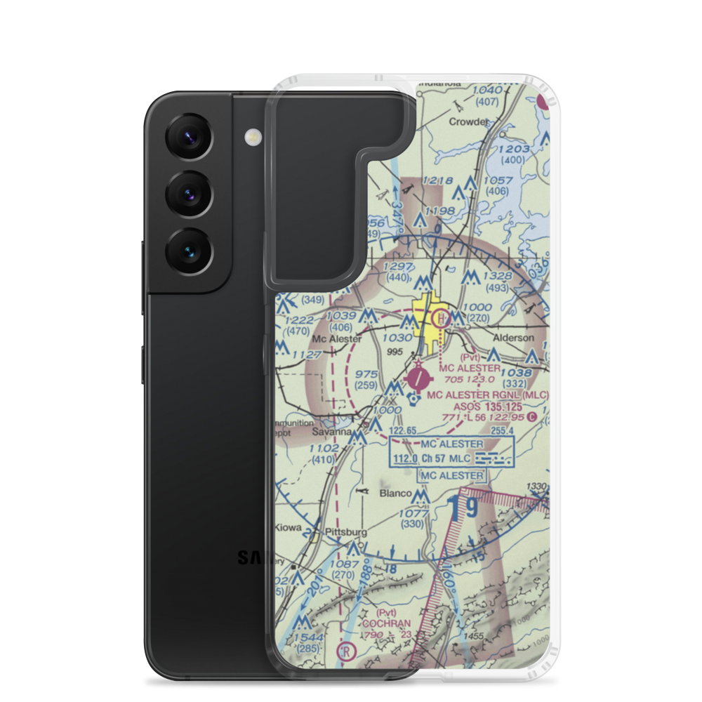 Mc Alester Regional Airport (MLC) VFR Sectional Samsung Case Samsung Galaxy S22 model shown