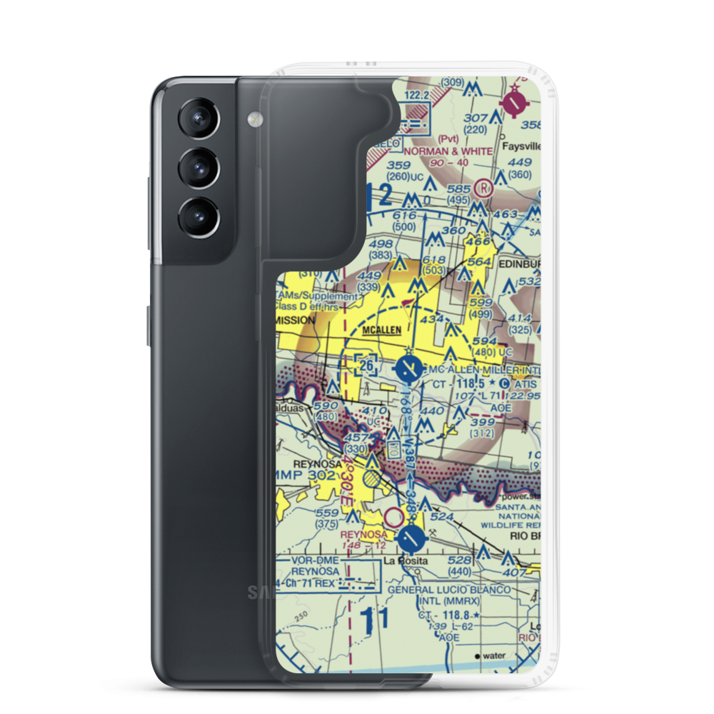Mc Allen Miller International Airport (MFE) VFR Sectional Samsung Case Samsung Galaxy S21 model shown