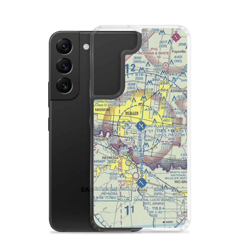 Mc Allen Miller International Airport (MFE) VFR Sectional Samsung Case Samsung Galaxy S22 model shown
