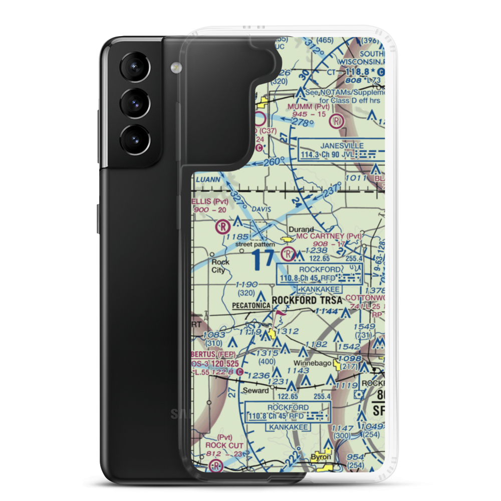 Mc Cartney Airport (2IL1) VFR Sectional Samsung Case Samsung Galaxy S21 Plus model shown