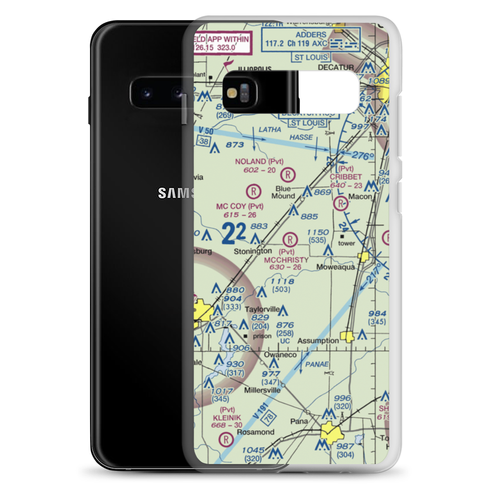 Mc Christy Airport (IS54) VFR Sectional Samsung Case Samsung Galaxy S10+ model shown