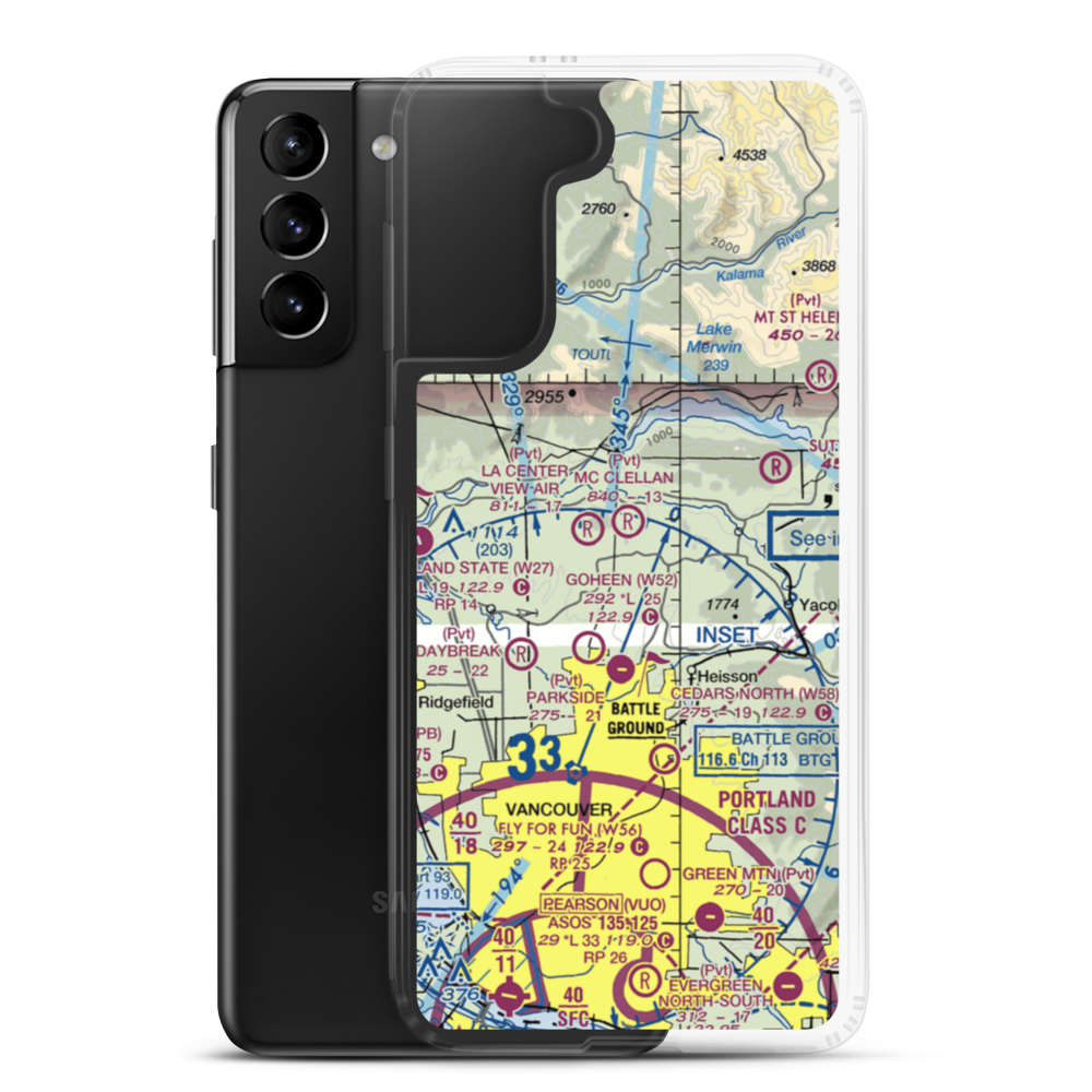 Mc Clellan Field (WA80) VFR Sectional Samsung Case Samsung Galaxy S21 Plus model shown