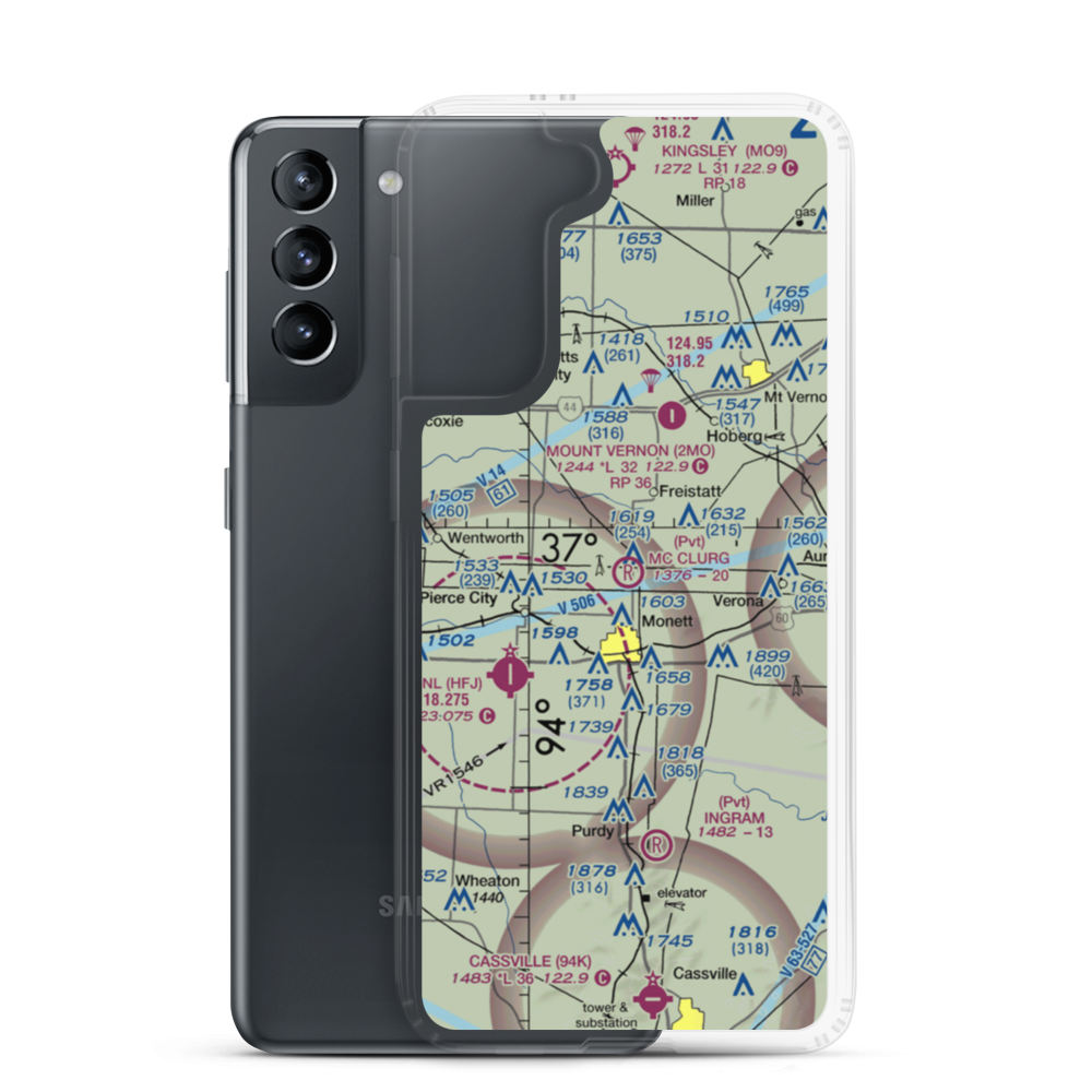 Mc Clurg Airport (56MO) VFR Sectional Samsung Case Samsung Galaxy S21 model shown