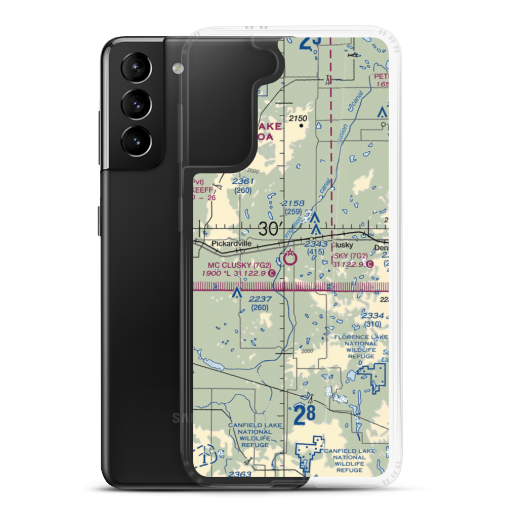 Mc Clusky Municipal Airport (7G2) VFR Sectional Samsung Case Samsung Galaxy S21 Plus model shown