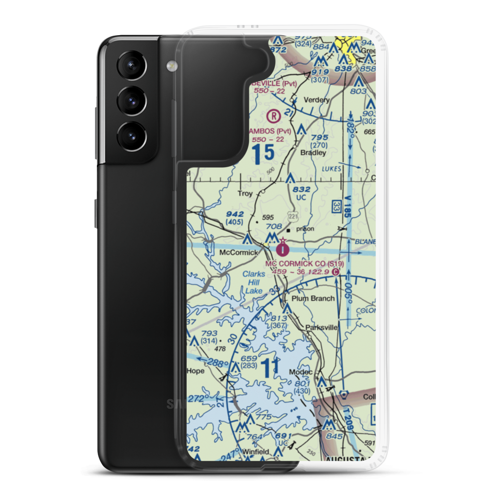 Mc Cormick County Airport (S19) VFR Sectional Samsung Case Samsung Galaxy S21 Plus model shown