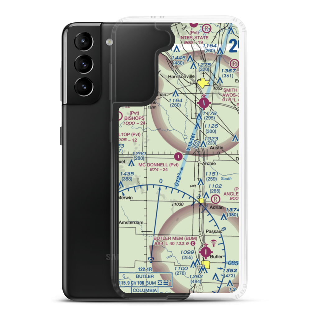 Mc Donnell Airport (03MU) VFR Sectional Samsung Case Samsung Galaxy S21 Plus model shown