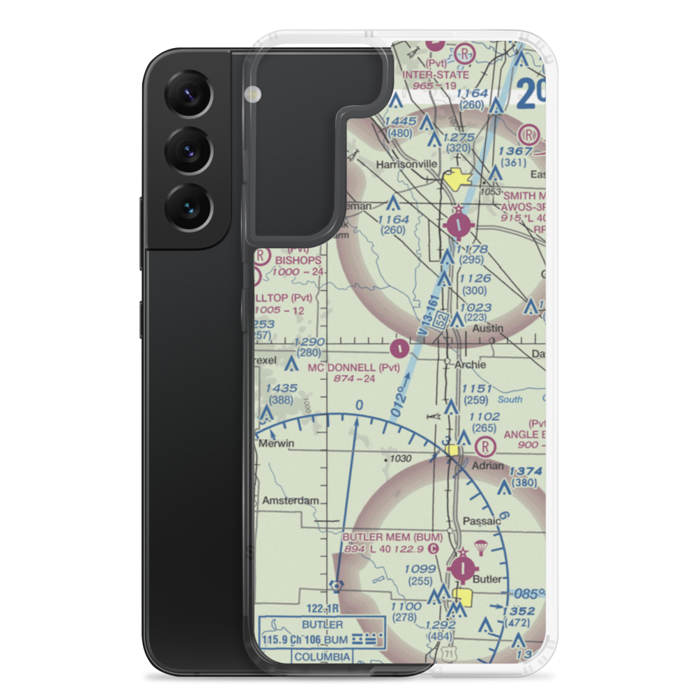 Mc Donnell Airport (03MU) VFR Sectional Samsung Case Samsung Galaxy S22 Plus model shown