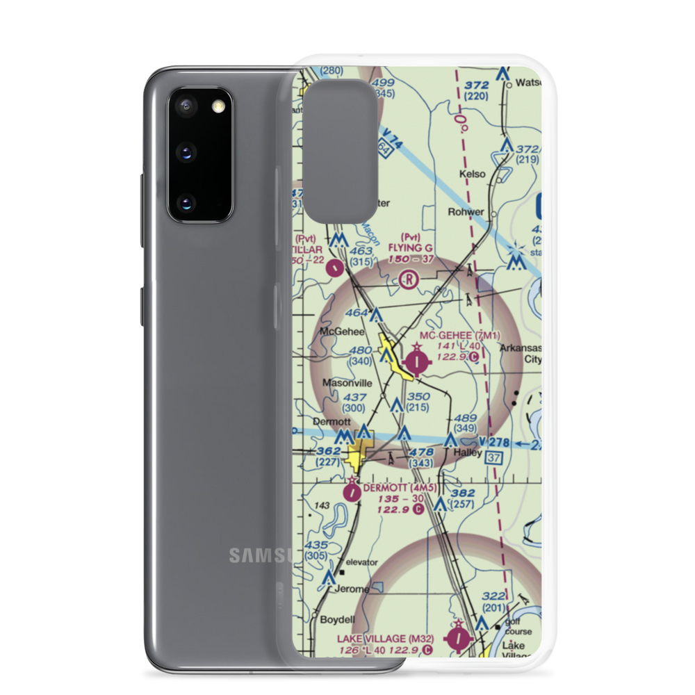 Mc Gehee Municipal Airport (7M1) VFR Sectional Samsung Case Samsung Galaxy S20 model shown