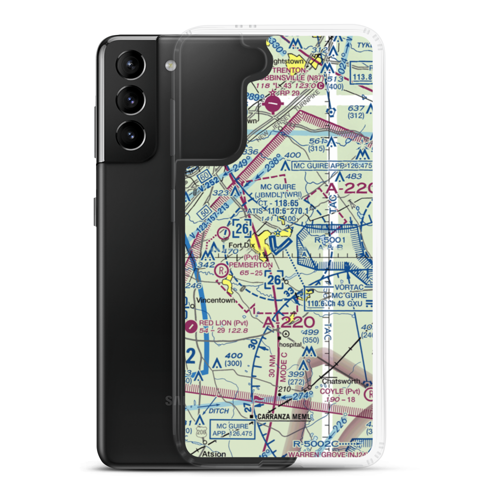 Mc Guire Air Force Base (WRI) VFR Sectional Samsung Case Samsung Galaxy S21 Plus model shown