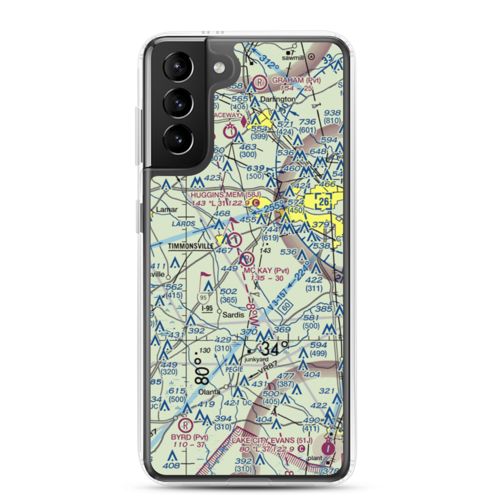 Mc Kay Airport (SC29) VFR Sectional Samsung Case Samsung Galaxy S21 Plus model shown