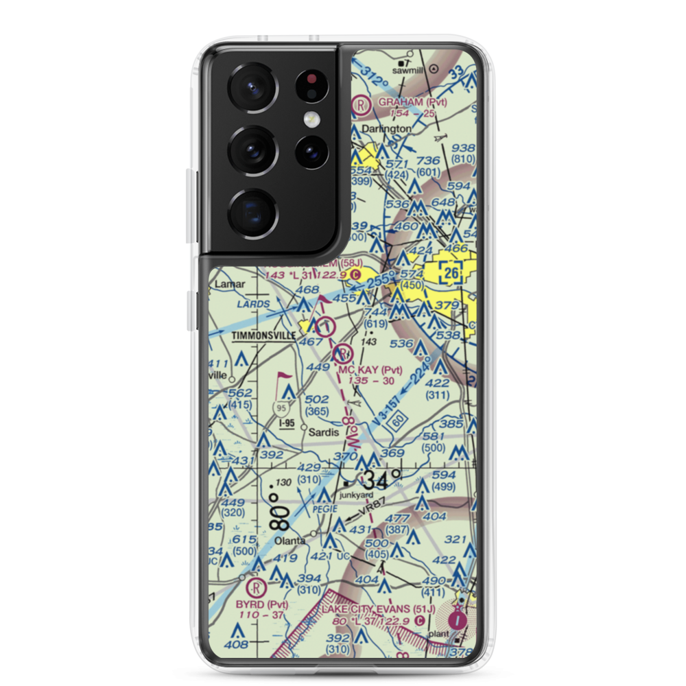 Mc Kay Airport (SC29) VFR Sectional Samsung Case Samsung Galaxy S21 Ultra model shown