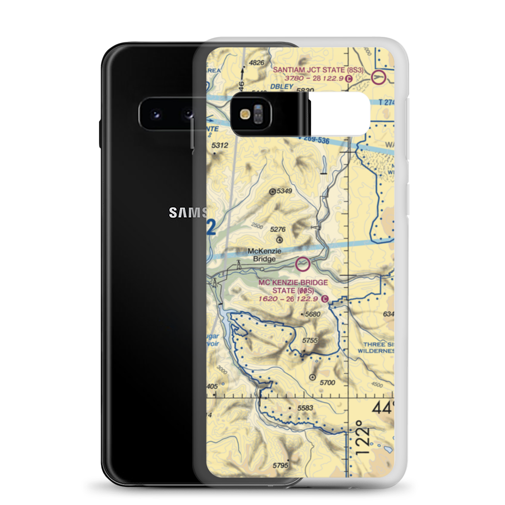 Mc Kenzie Bridge State Airport (00S) VFR Sectional Samsung Case Samsung Galaxy S10 model shown