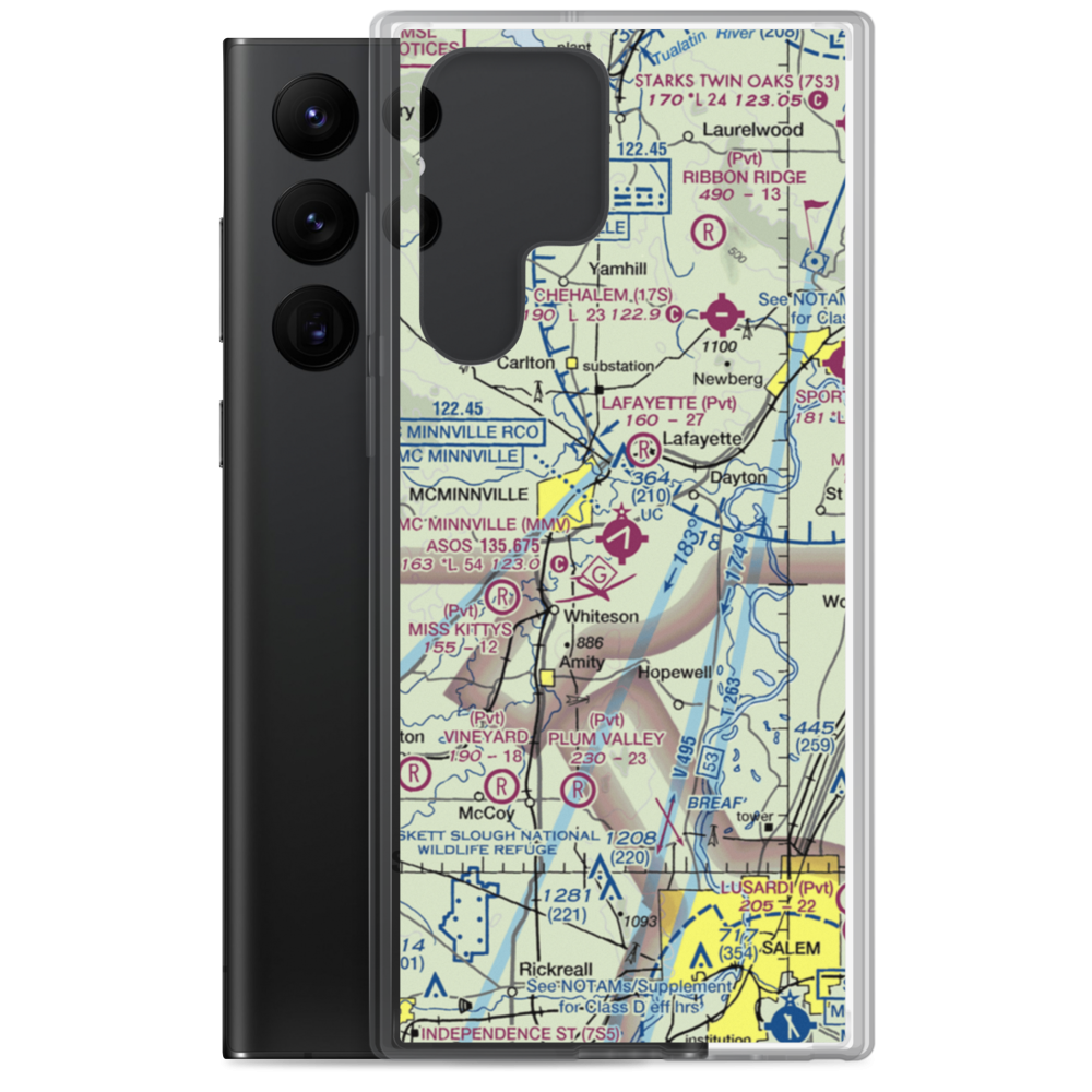 Mc Minnville Municipal Airport (MMV) VFR Sectional Samsung Case Samsung Galaxy S22 Ultra model shown
