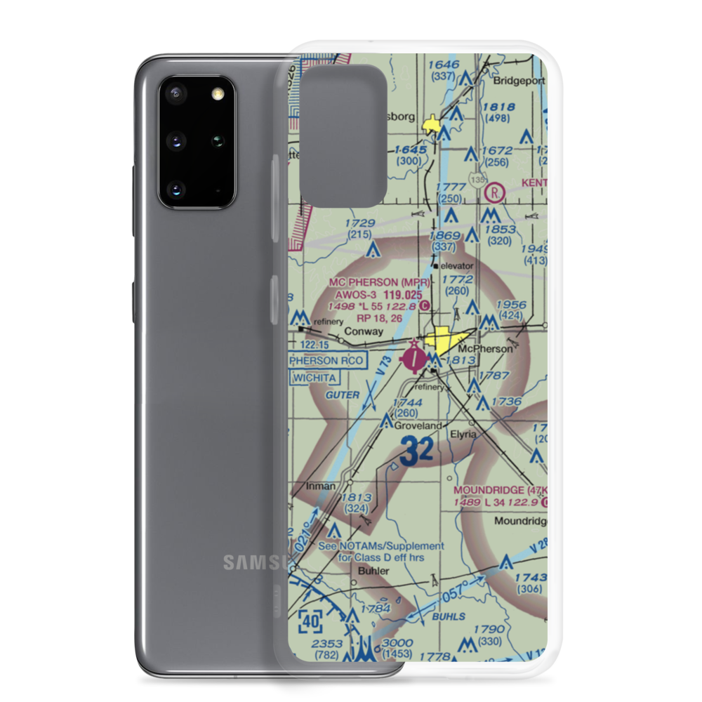 Mc Pherson Airport (MPR) VFR Sectional Samsung Case Samsung Galaxy S20 Plus model shown