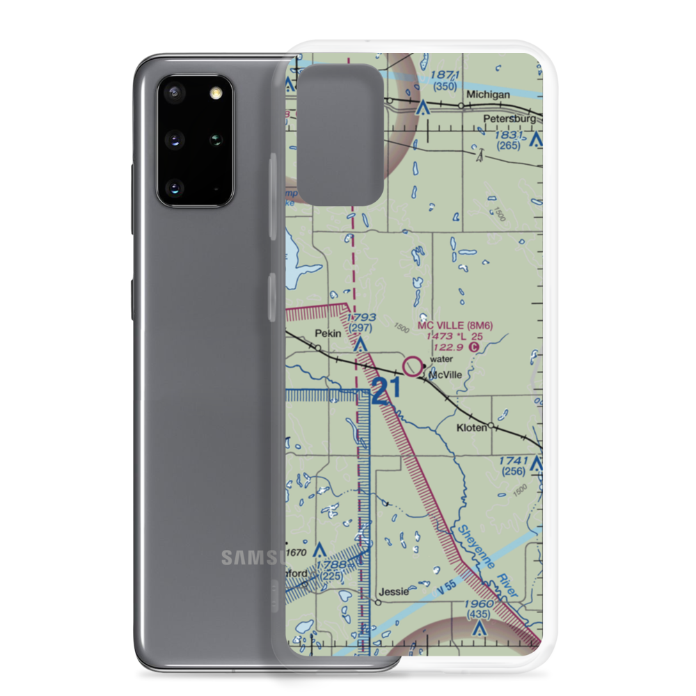 Mc Ville Municipal Airport (8M6) VFR Sectional Samsung Case Samsung Galaxy S20 Plus model shown