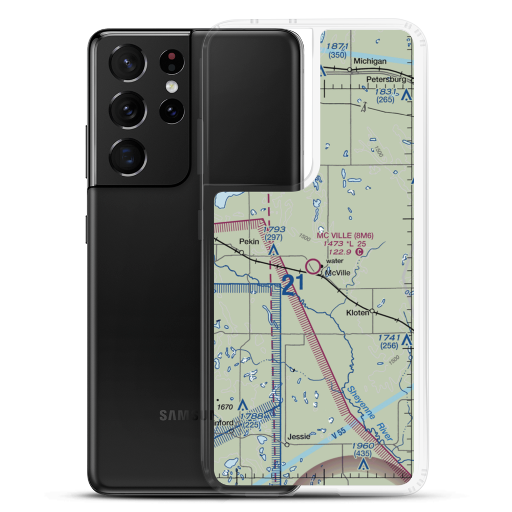 Mc Ville Municipal Airport (8M6) VFR Sectional Samsung Case Samsung Galaxy S21 Ultra model shown