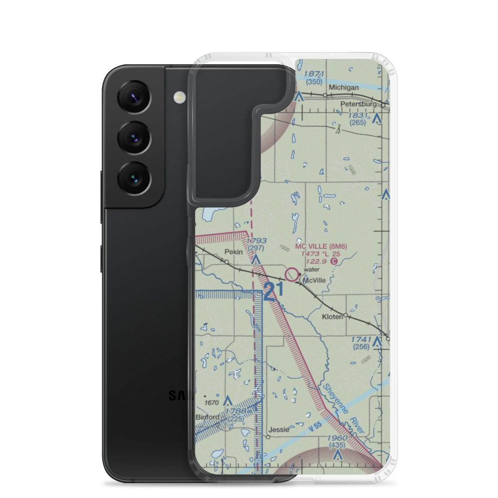 Mc Ville Municipal Airport (8M6) VFR Sectional Samsung Case Samsung Galaxy S22 model shown