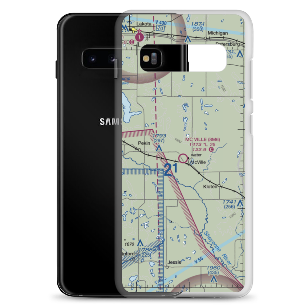 Mc Ville Municipal Airport (8M6) VFR Sectional Samsung Case Samsung Galaxy S10+ model shown