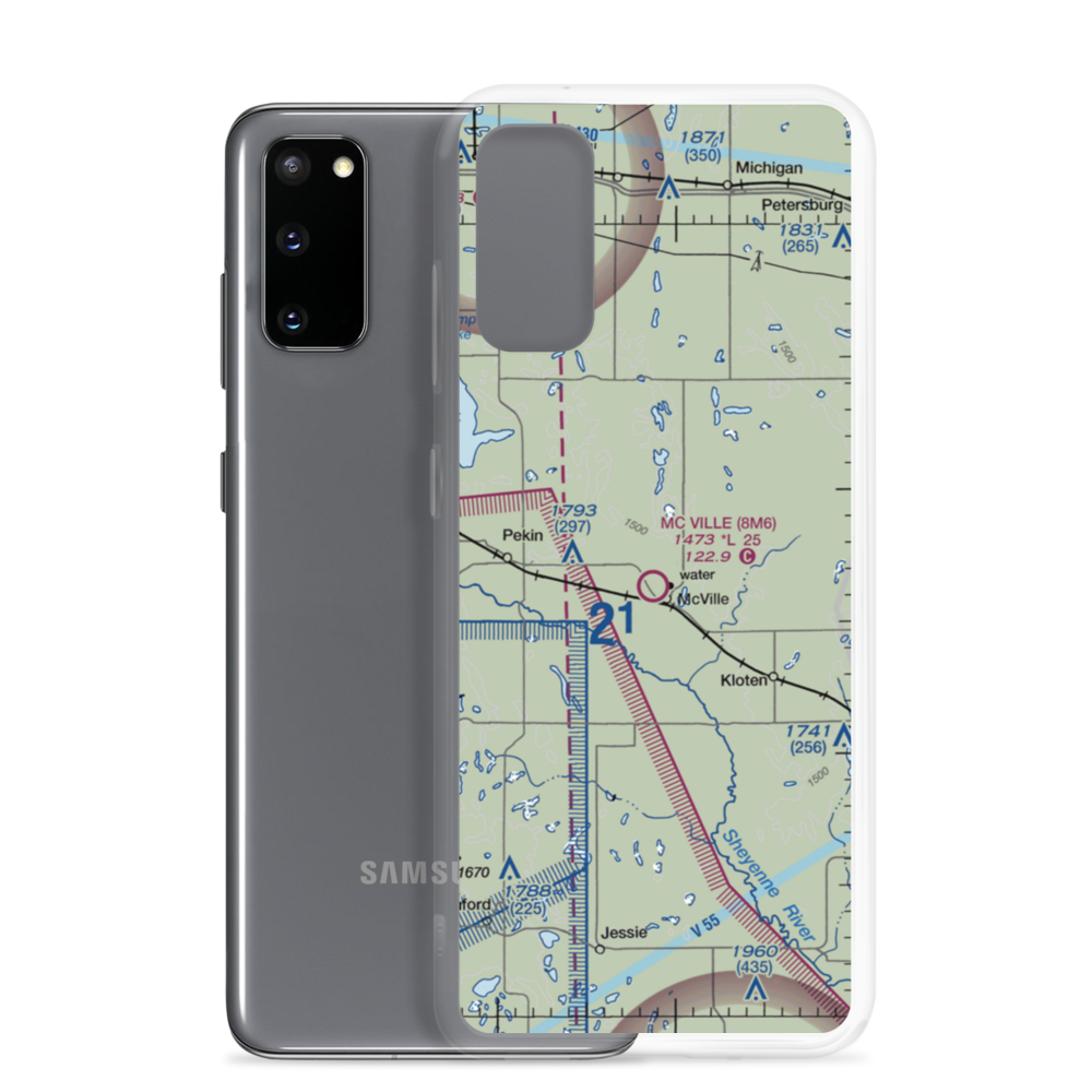Mc Ville Municipal Airport (8M6) VFR Sectional Samsung Case Samsung Galaxy S20 model shown