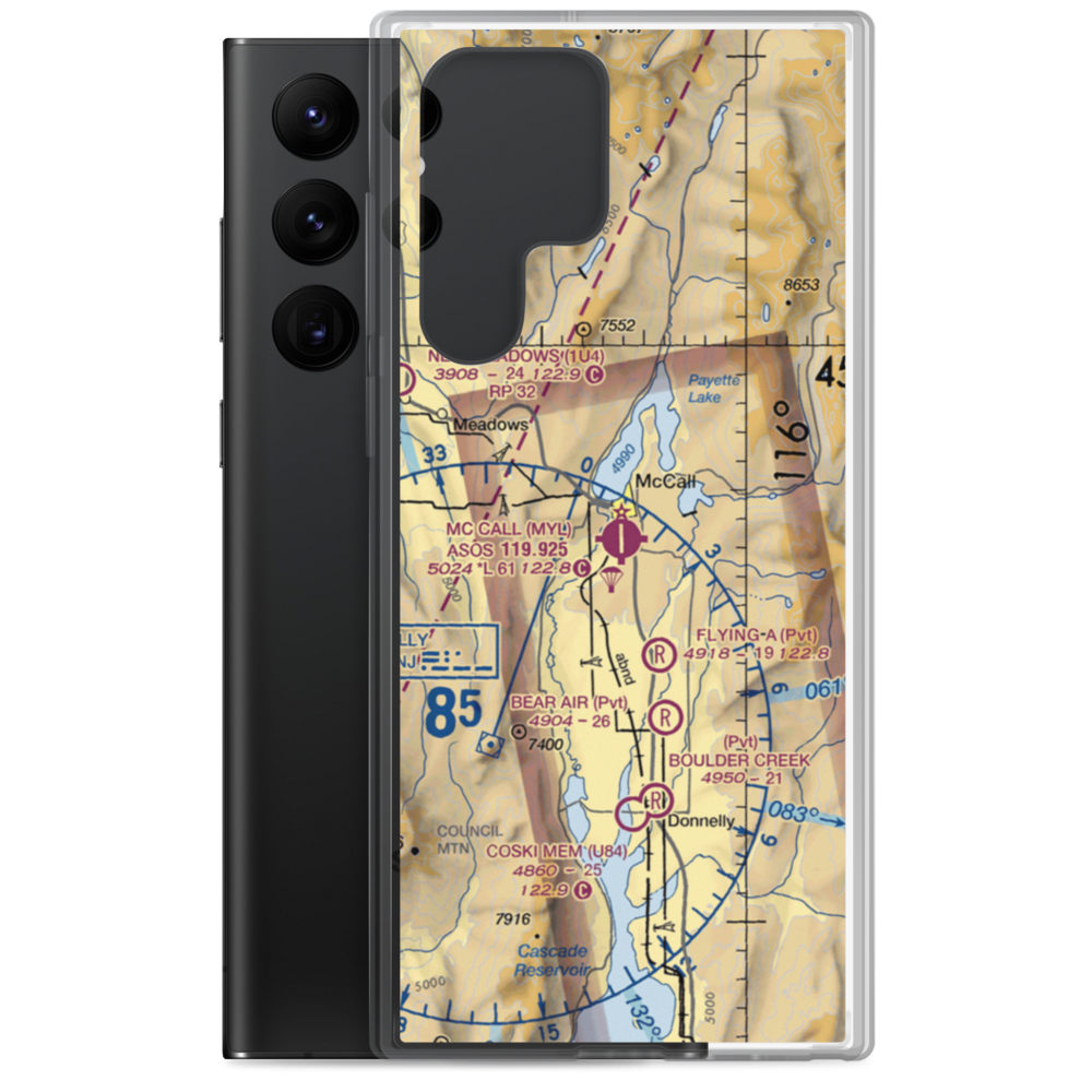 McCall Municipal Airport (MYL) VFR Sectional Samsung Case Samsung Galaxy S22 Ultra model shown