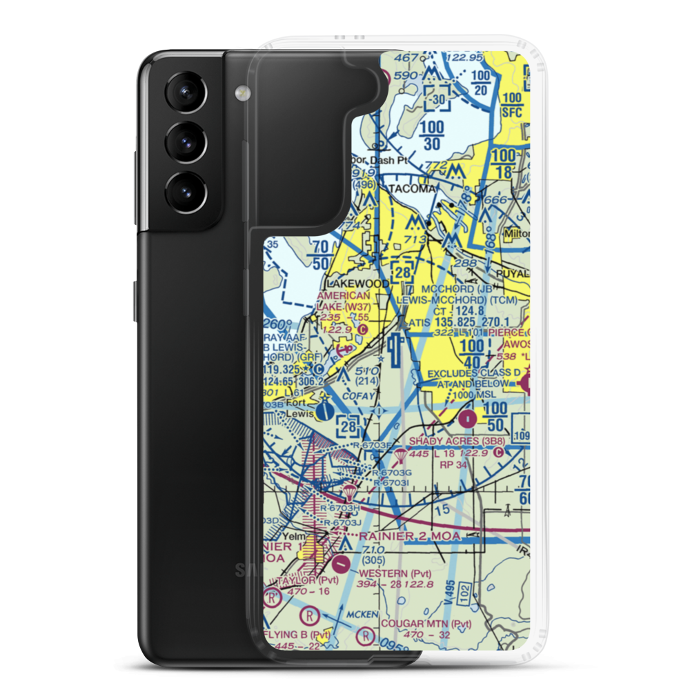 McChord Air Force Base (TCM) VFR Sectional Samsung Case Samsung Galaxy S21 Plus model shown