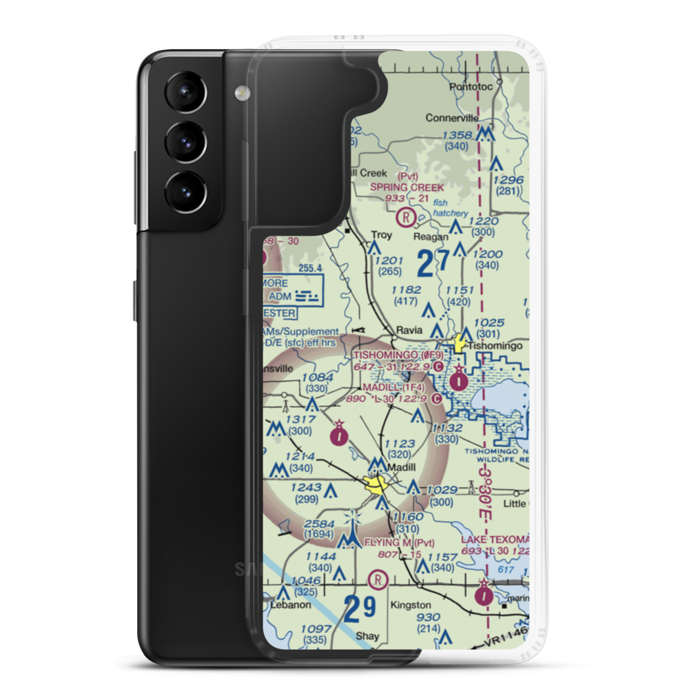 Mcdaniel Aviation Airport (OK28) VFR Sectional Samsung Case Samsung Galaxy S21 Plus model shown