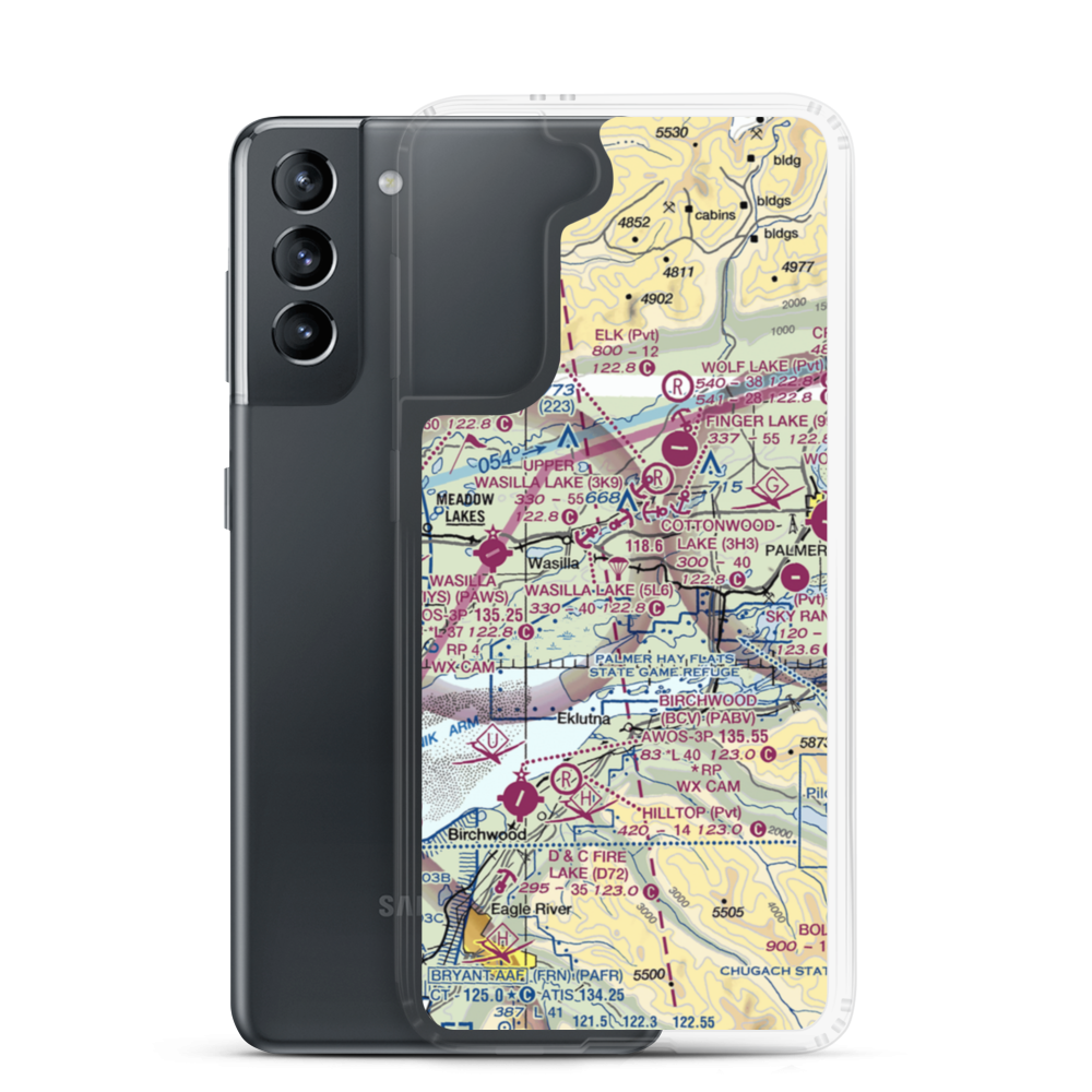 Mcdonald Ridge Airport (65AK) VFR Sectional Samsung Case Samsung Galaxy S21 model shown
