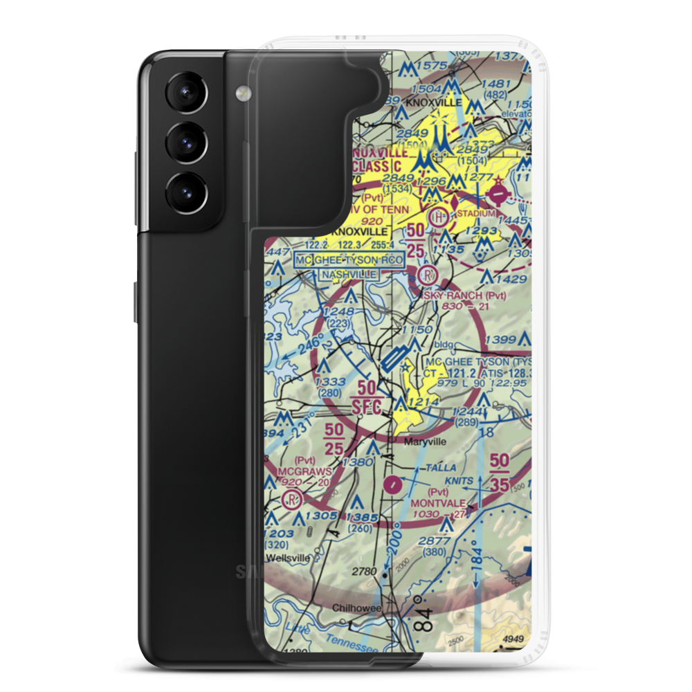 McGhee Tyson Airport (TYS) VFR Sectional Samsung Case Samsung Galaxy S21 Plus model shown
