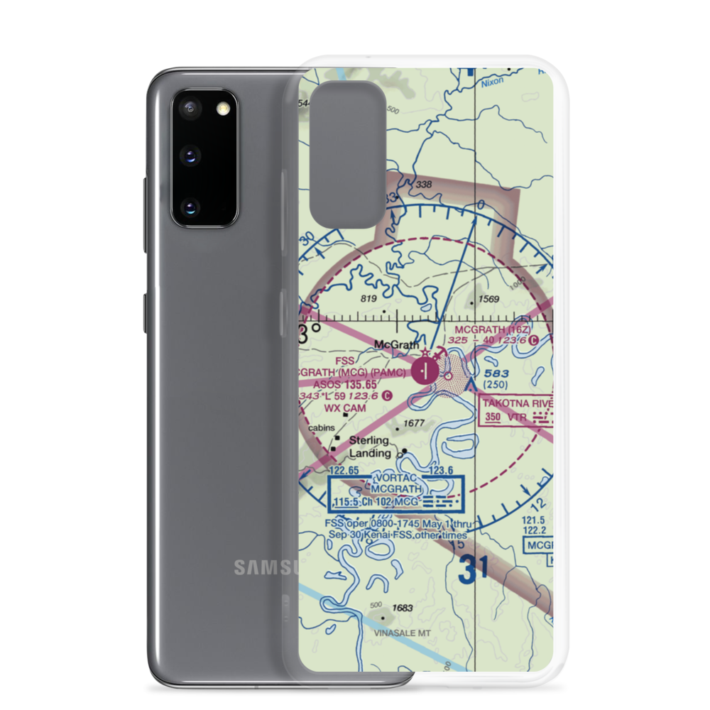 McGrath Airport (MCG) VFR Sectional Samsung Case Samsung Galaxy S20 model shown