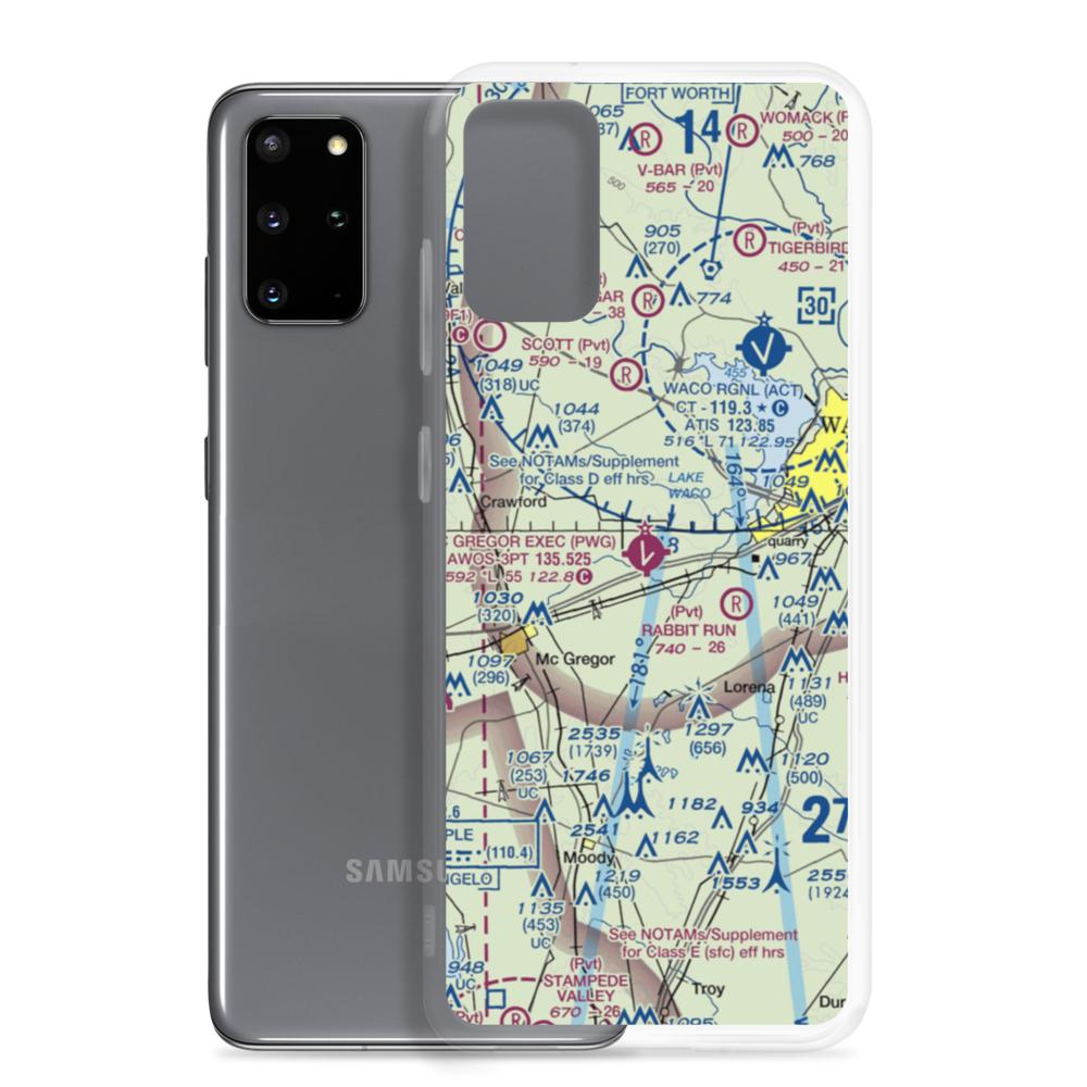 McGregor Executive Airport (PWG) VFR Sectional Samsung Case Samsung Galaxy S20 Plus model shown