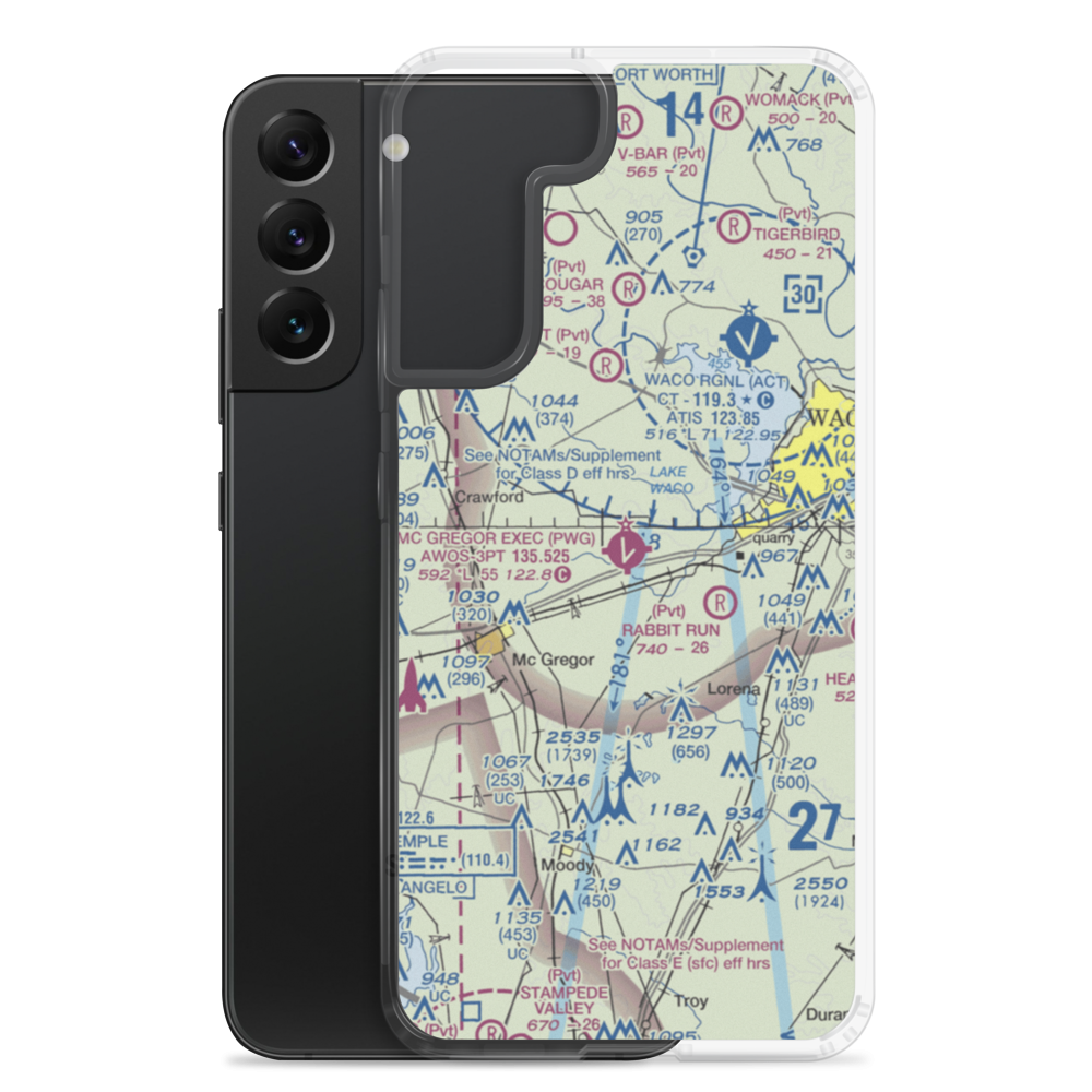 McGregor Executive Airport (PWG) VFR Sectional Samsung Case Samsung Galaxy S22 Plus model shown