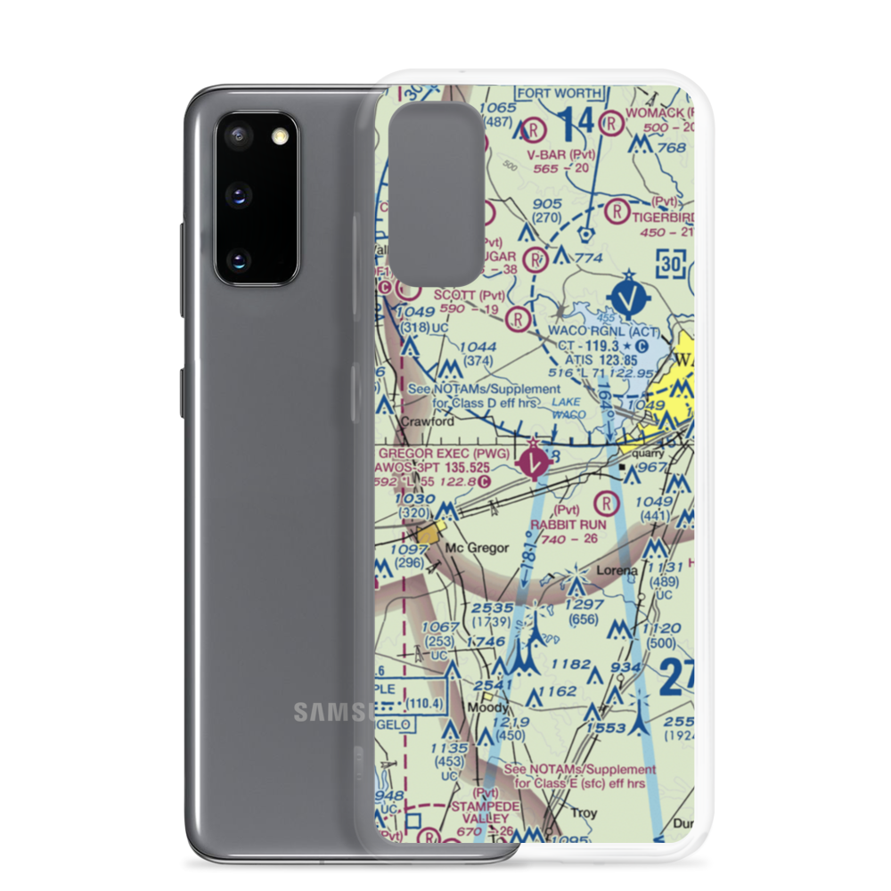 McGregor Executive Airport (PWG) VFR Sectional Samsung Case Samsung Galaxy S20 model shown