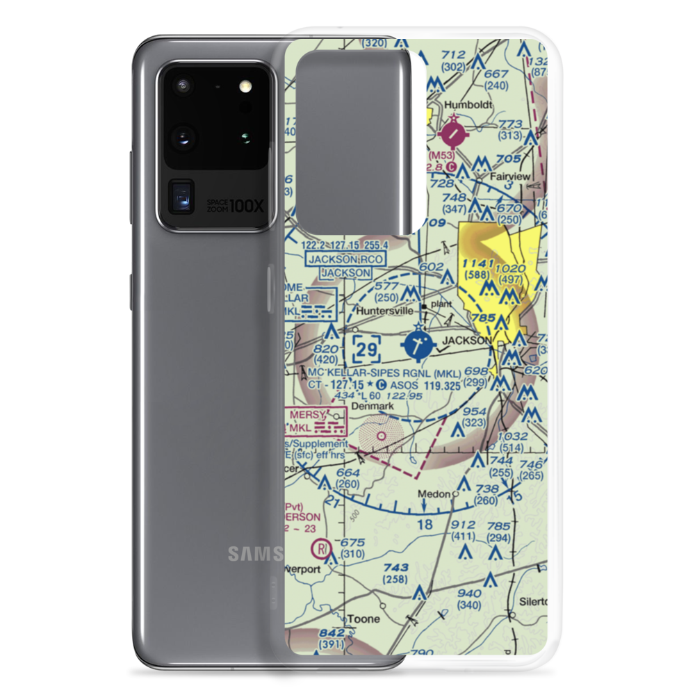 McKellar-Sipes Regional Airport (MKL) VFR Sectional Samsung Case Samsung Galaxy S20 Ultra model shown