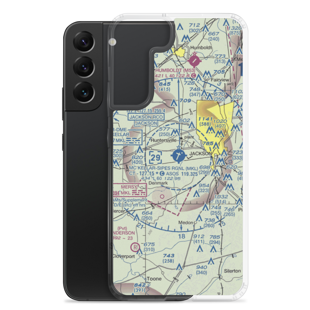 McKellar-Sipes Regional Airport (MKL) VFR Sectional Samsung Case Samsung Galaxy S22 Plus model shown