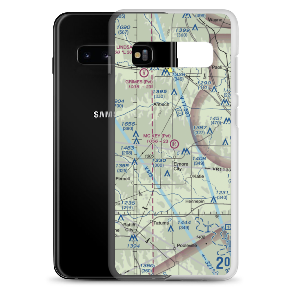 Mckey Airport (0OK1) VFR Sectional Samsung Case Samsung Galaxy S10+ model shown