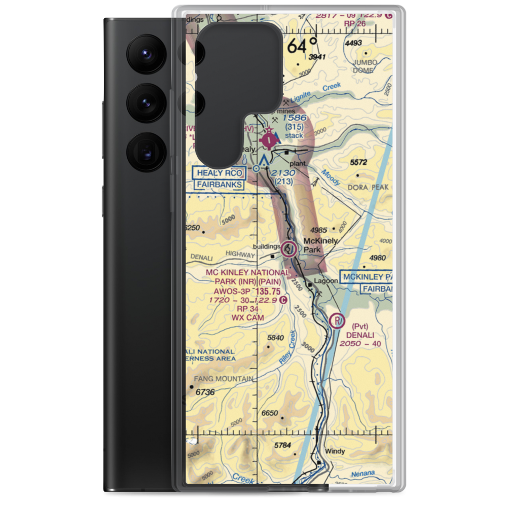 McKinley National Park Airport (INR) VFR Sectional Samsung Case Samsung Galaxy S22 Ultra model shown