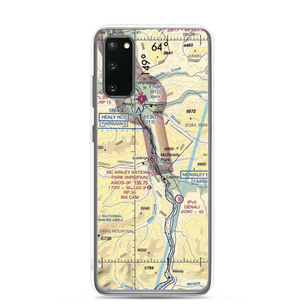 McKinley National Park Airport (INR) VFR Sectional Samsung Case Samsung Galaxy S20 model shown