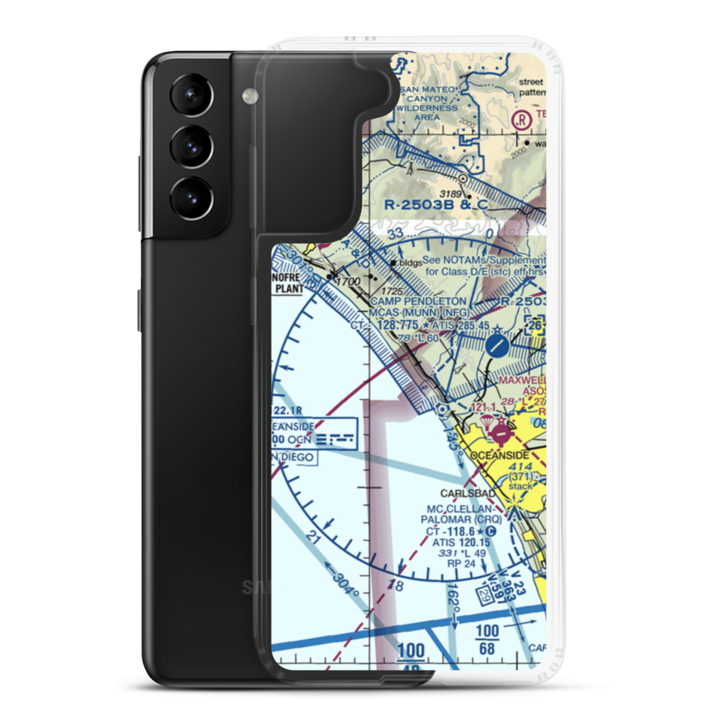 MCOLF Camp Pendleton (Red Beach) Airport (NXF) VFR Sectional Samsung Case Samsung Galaxy S21 Plus model shown
