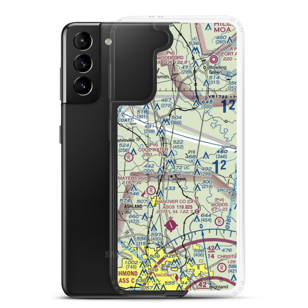 Meadow Farm Airport (69VA) VFR Sectional Samsung Case Samsung Galaxy S21 Plus model shown