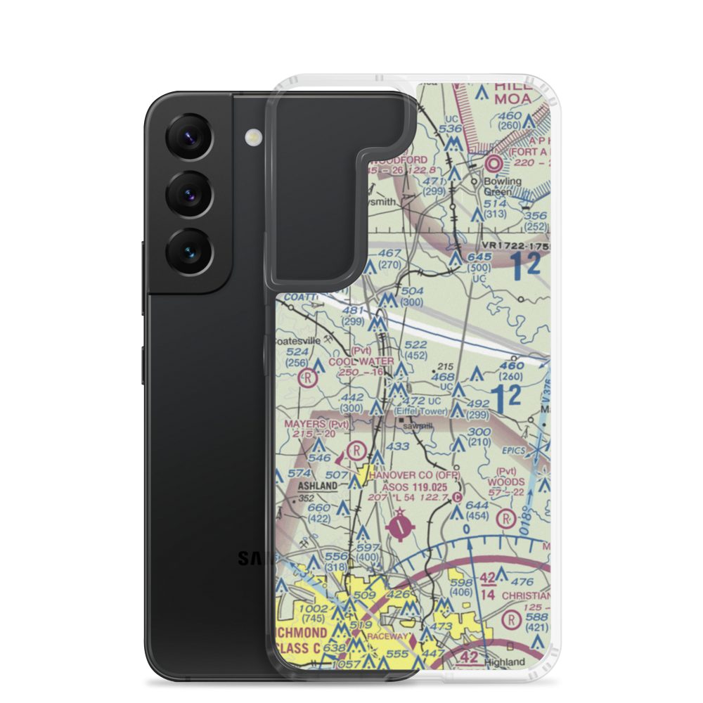 Meadow Farm Airport (69VA) VFR Sectional Samsung Case Samsung Galaxy S22 model shown