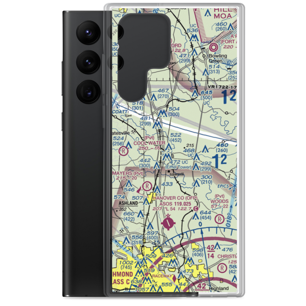 Meadow Farm Airport (69VA) VFR Sectional Samsung Case Samsung Galaxy S22 Ultra model shown