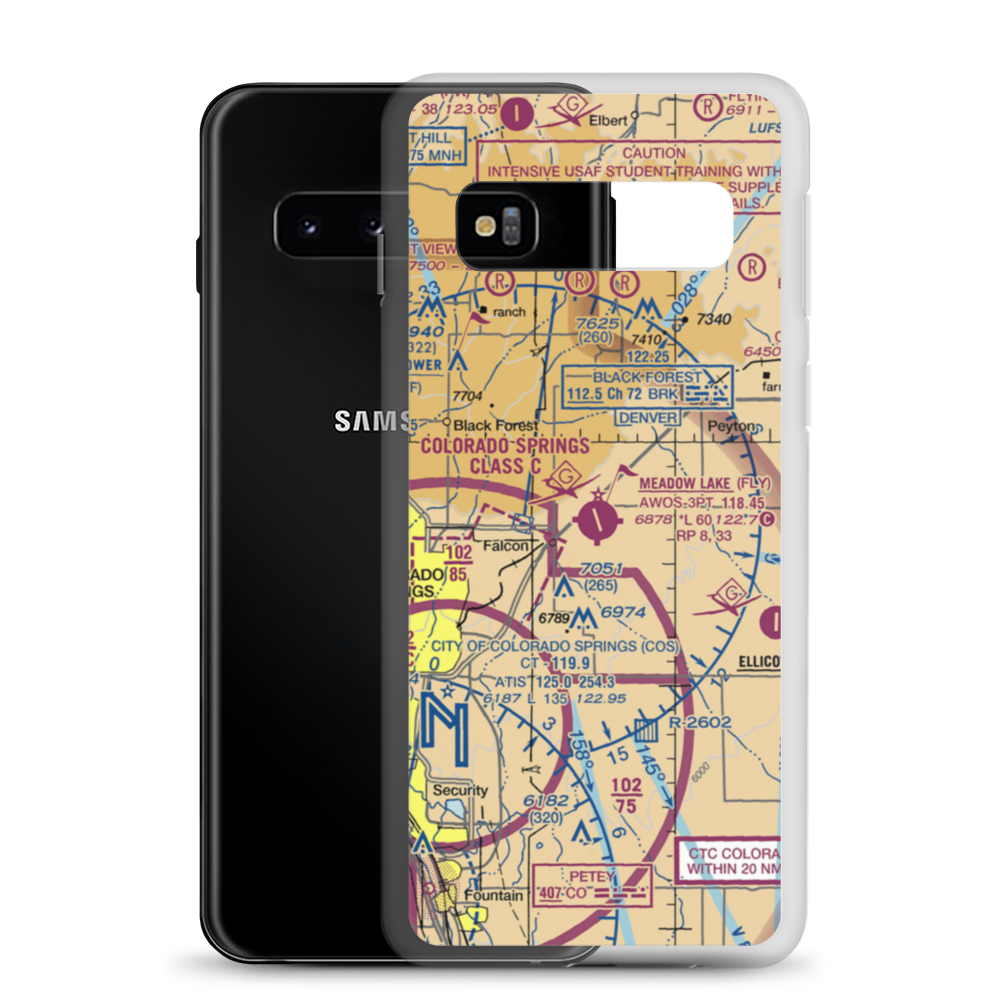 Meadow Lake Airport (FLY) VFR Sectional Samsung Case Samsung Galaxy S10 model shown