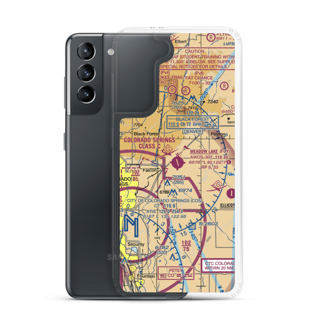Meadow Lake Airport (FLY) VFR Sectional Samsung Case Samsung Galaxy S21 model shown
