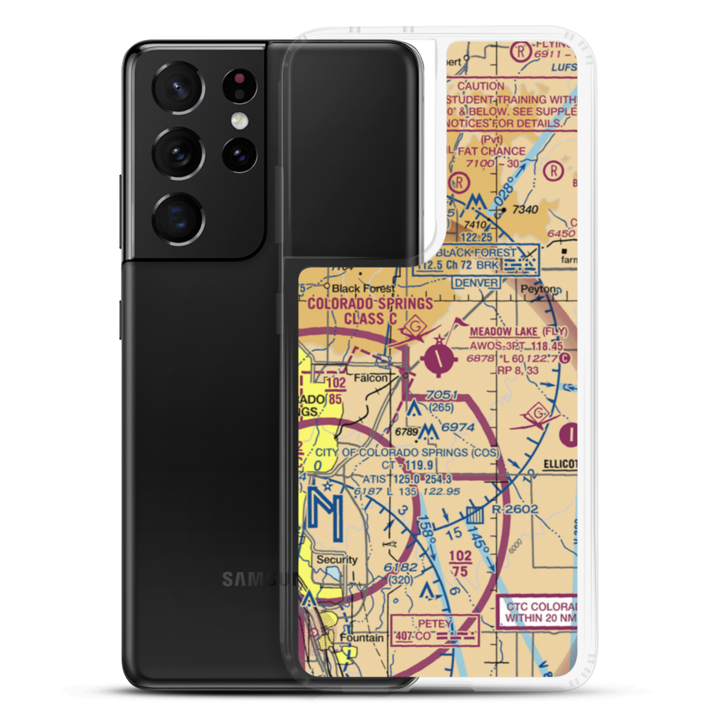Meadow Lake Airport (FLY) VFR Sectional Samsung Case Samsung Galaxy S21 Ultra model shown