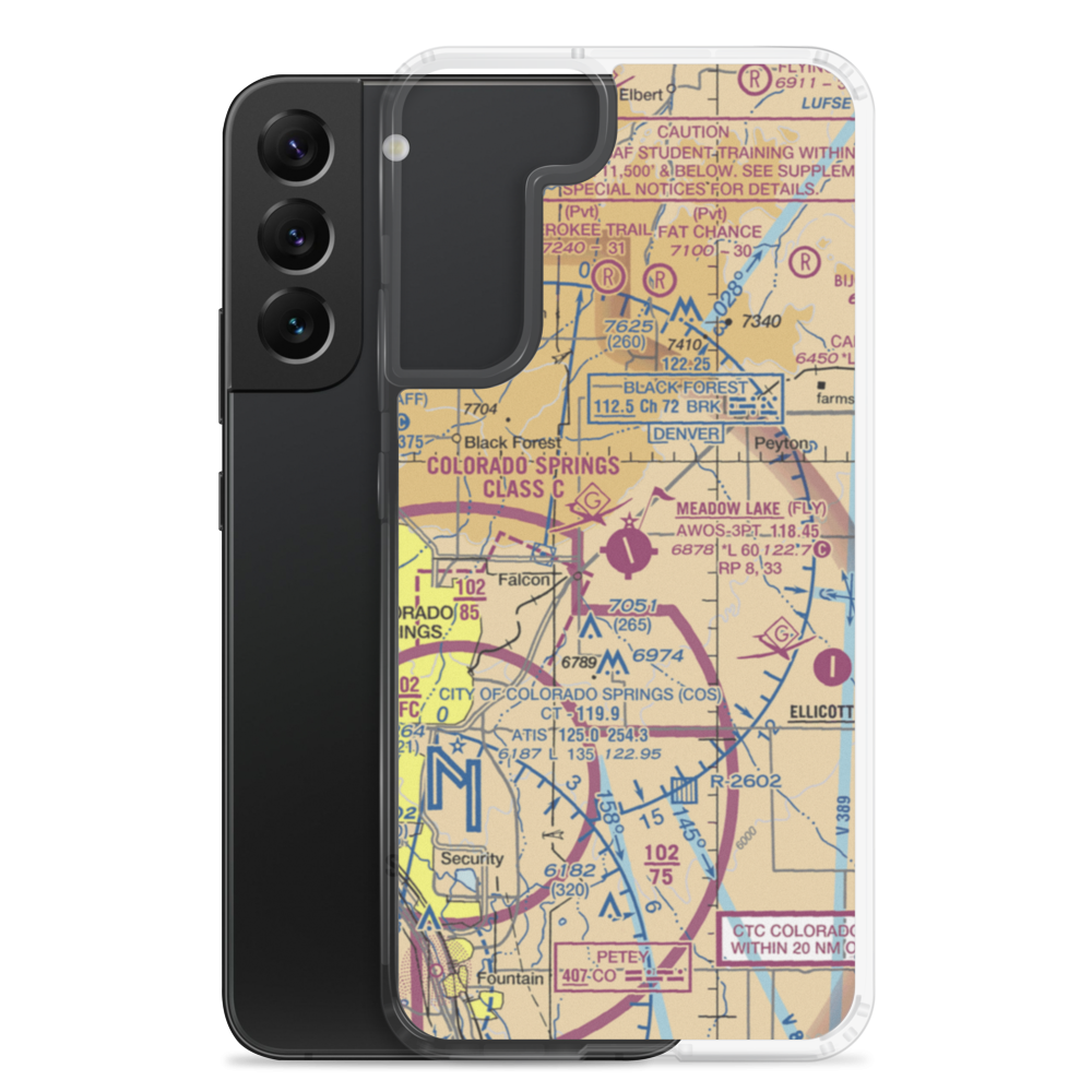 Meadow Lake Airport (FLY) VFR Sectional Samsung Case Samsung Galaxy S22 Plus model shown